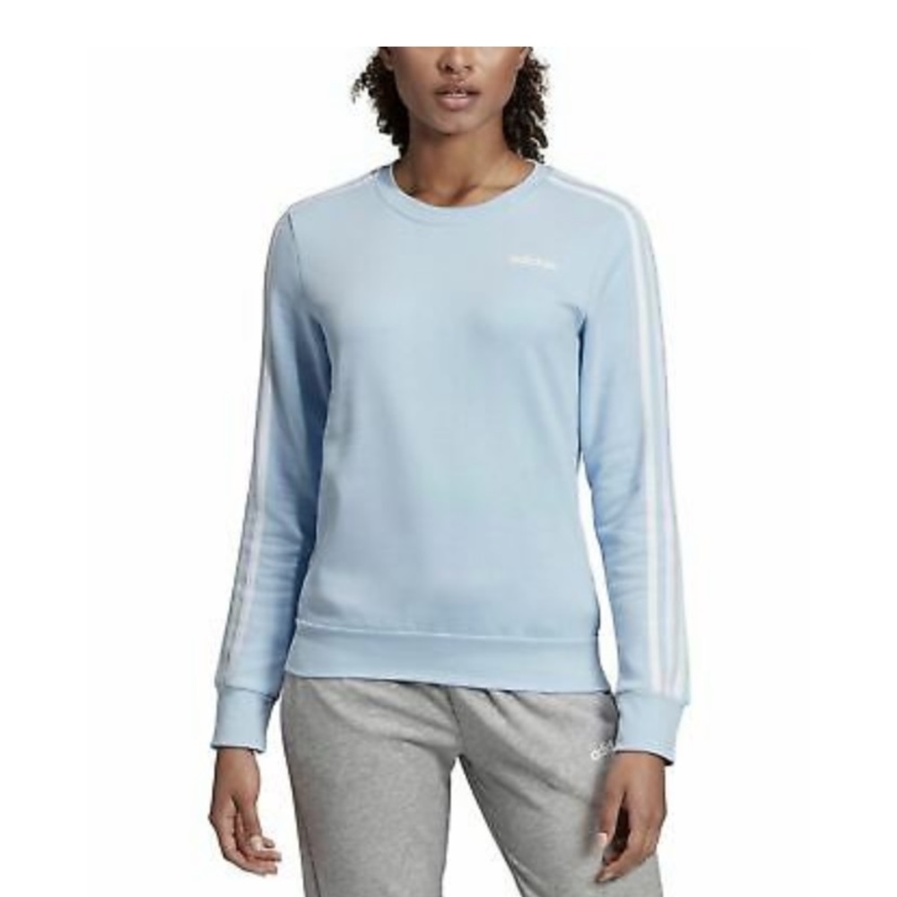 5 for $20! Adidas Medium Pale Blue Stripe Crew sweatshirt stripe